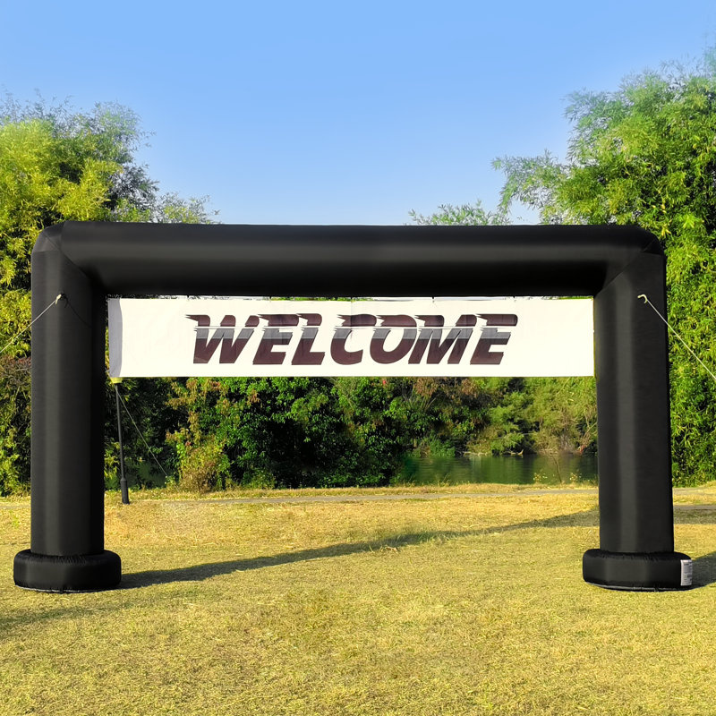 Arche gonflable Wellcomer de 20 pi avec ventilateur intégré, arche carrée recommandée pour les courses, les marathons, les fêtes et les fêtes - Noir