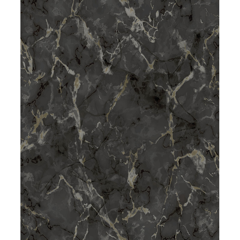Bonnitta Natural Fx 2 Marble Design Wallpaper Roll, Black