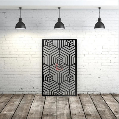 Panneau d'intimité géométrique en aluminium découpé au laser - Art mural d'extérieur en métal thermolaqué, cloison décorative d'intimité pour clôture de jardin