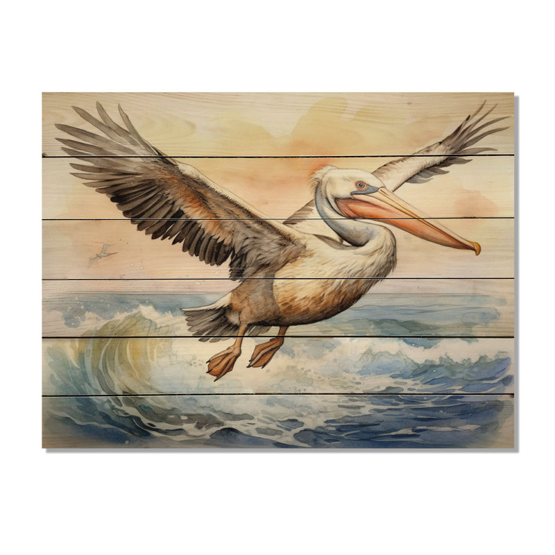 «Correen Majestic Pelican Seabird I» sur impression sur bois, H 24 po x l 32 po x P 0,78 po