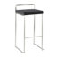 Tabouret de bar empilable contemporain avec coussin en velours noir et structure en acier inoxydable - Paquet de 2