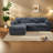 Space-saving Modern Grey Chenille Sectionals With Ottoman
