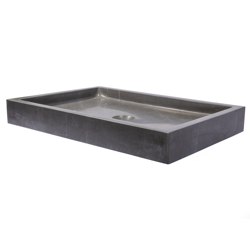 Eden Bath 16'' Stone Rectangular Bathroom Sink, Black