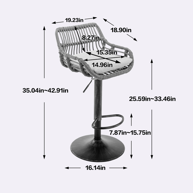 Alteriq Swivel Upholstered Linen Adjustable Height Counter Stool, Gray