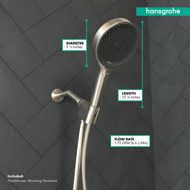 Pomme de douche à 3 jets Hansgrohe Rainfinity 130, Nickel brossé, 1,75 gallons par minute