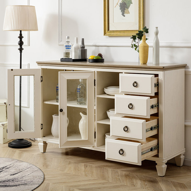 Buffet carré haut avec porte vitrée