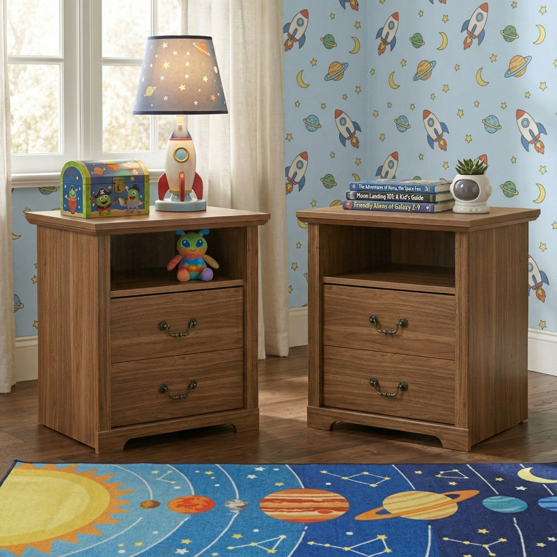 Table de chevet 2 tiroirs Keaton, Walnut