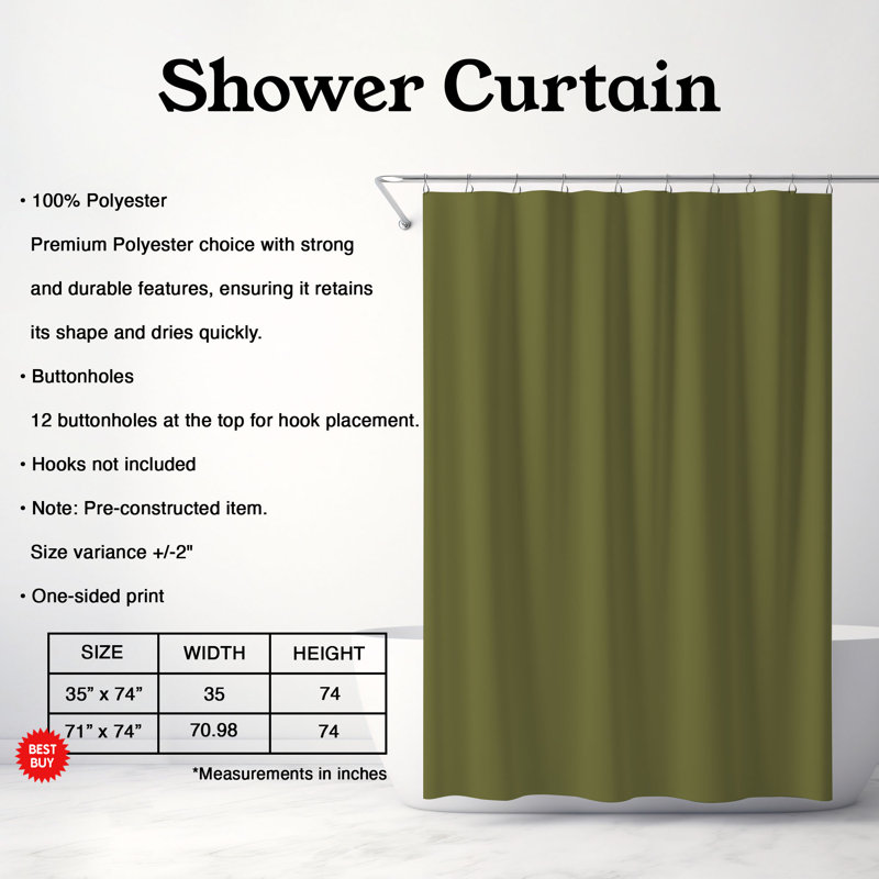 Rideau de douche Sienna Lattice - Premium, H 74 po x l 71 po, Treillis olive vert cannelle