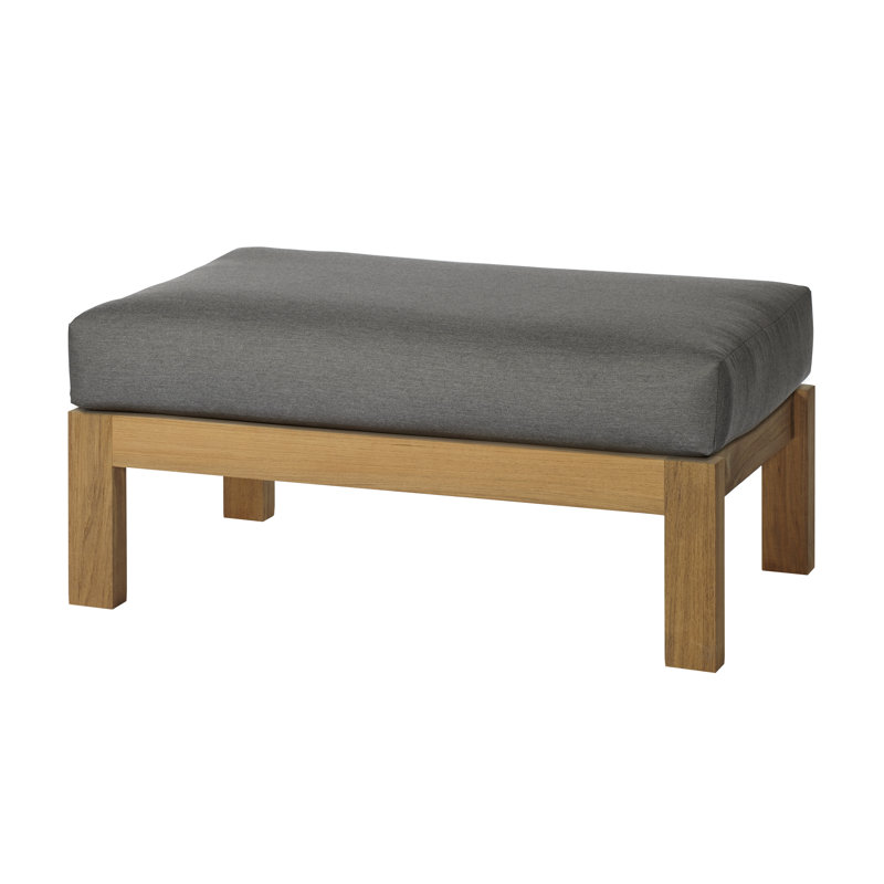 Maro Outdoor Teak Ottoman, Charcoal Chine