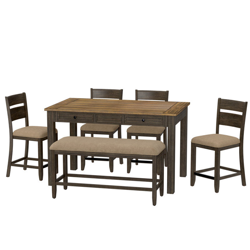 Gambrills 6 - Person Counter Height Dining Set, Dark Brown/Dark Brown