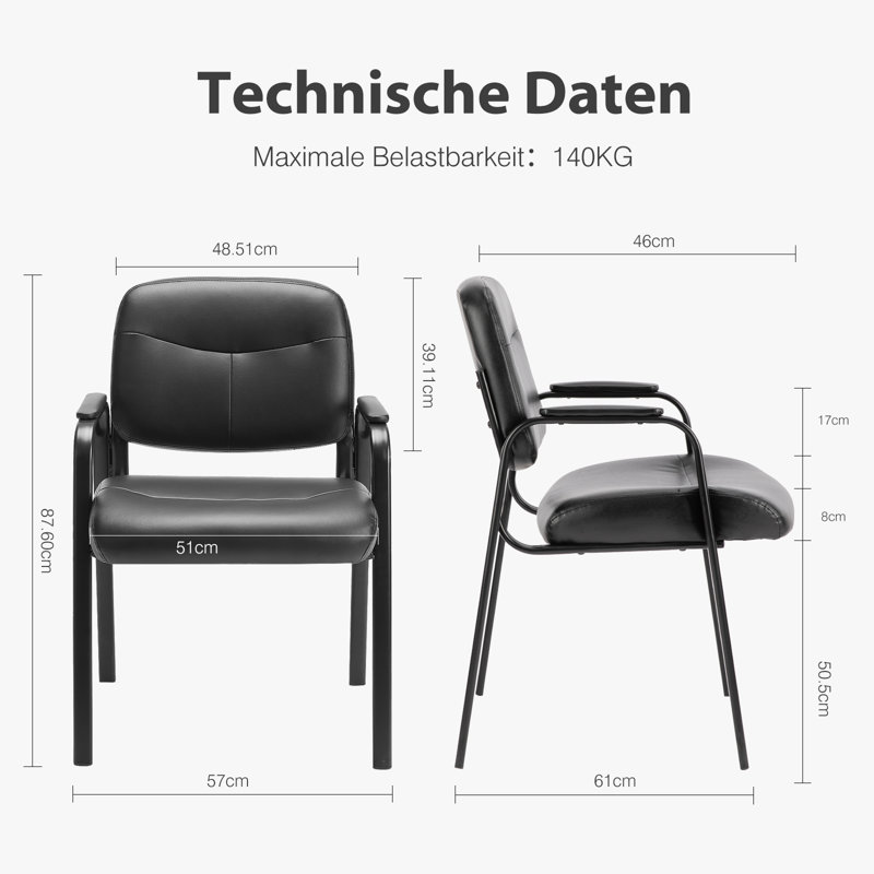 Chaise de salle de conférence empilable en cuir 22,24 po