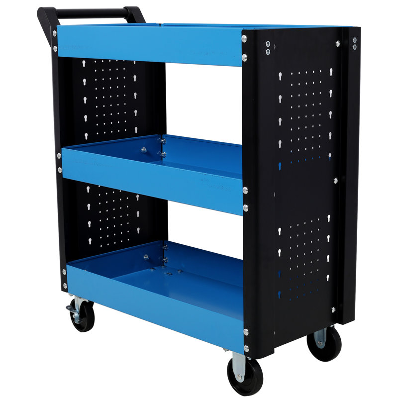 Chariot utilitaire avec roues, Bleu et noir