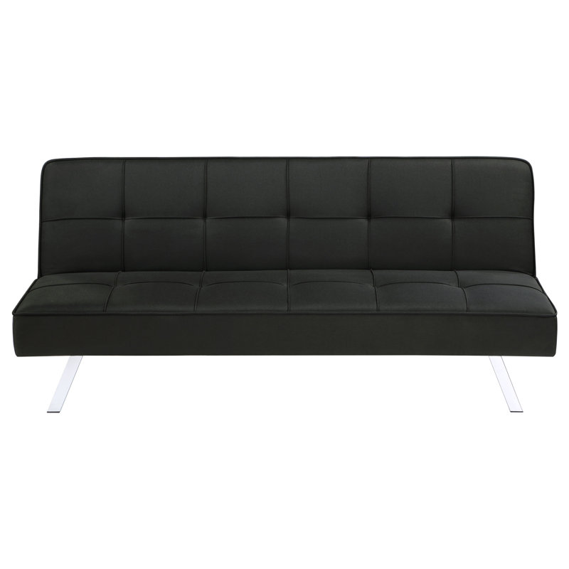 Tineshia Upholstered Tufted Convertible Sofa Bed Black, Black Polyester Blend