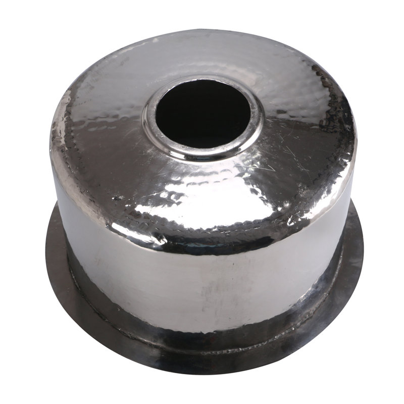 Brightwork 15-Inch Hand Hammered Round Stainless Steel Bar Sink, Polished Stainless