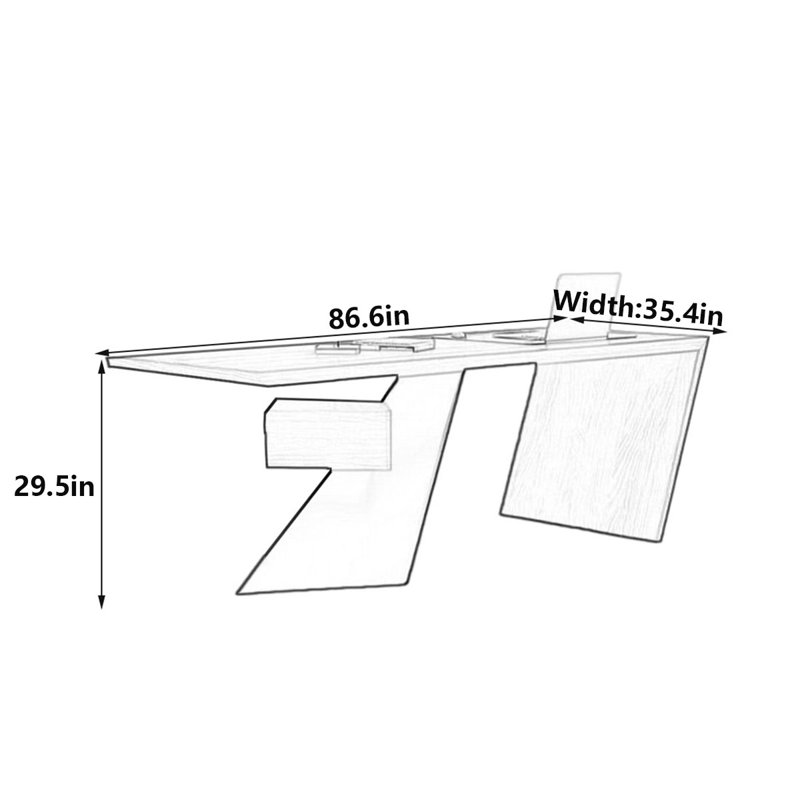 Bureau double caisson Modern, H 29,5 po x l 86,6 po x P 35,4 po