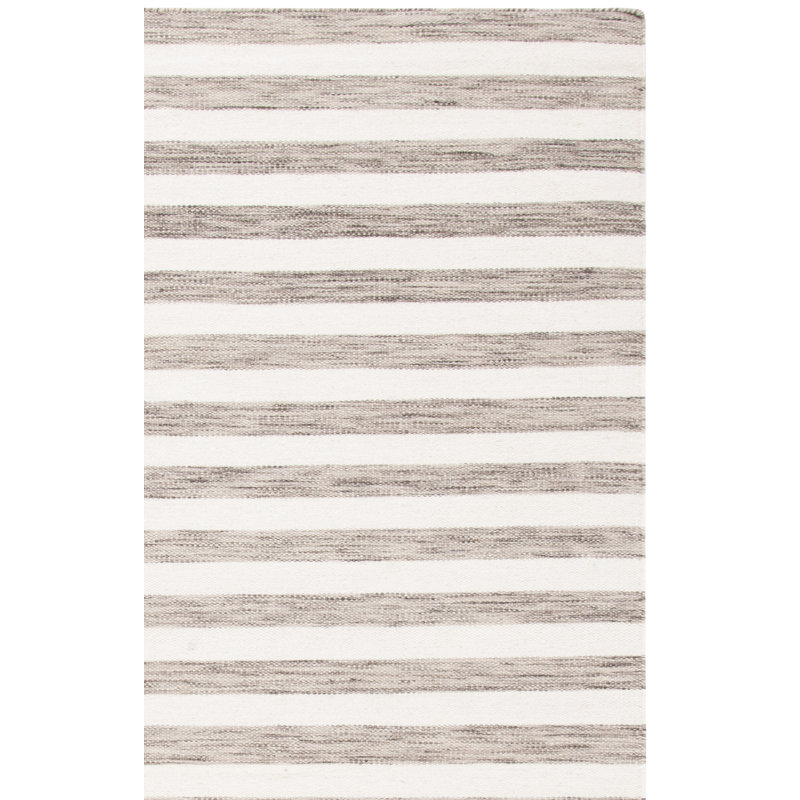 Tapis rayé en laine / coton tissé à la main Emek, Rectangle 5 pi x 8 pi