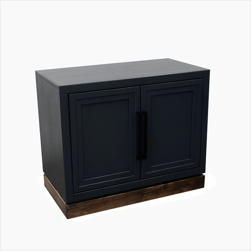 Armoire modulaire à 2 portes, aucun assemblage requis, finition noire et whisky