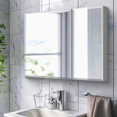 Armoire à pharmacie 30 po x 26 po avec miroir à fixation en surface ou espace de rangement encastré en aluminium
