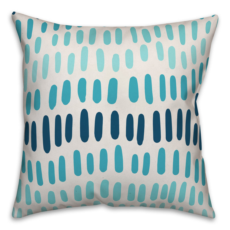  Coussin décoratif intérieur / extérieur Abstract Dots, 20 po x 20 po, Pas de bourre, Crème / bleu sarcelle / bleu