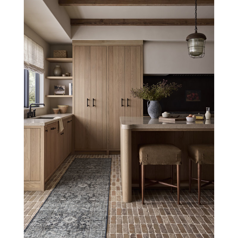 Amber Lewis Ocean and Natural Washable Geometric Wool Rug