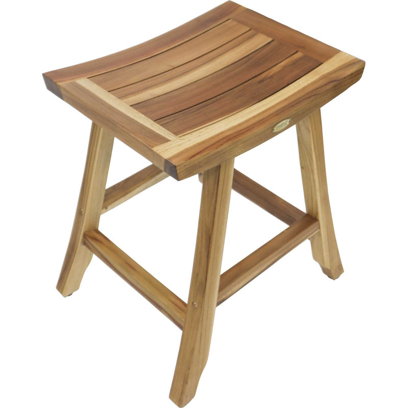 Banc de douche en teck de 20 po de largeur, H 24 po x l 20 po x P 15 po, Naturel foncé