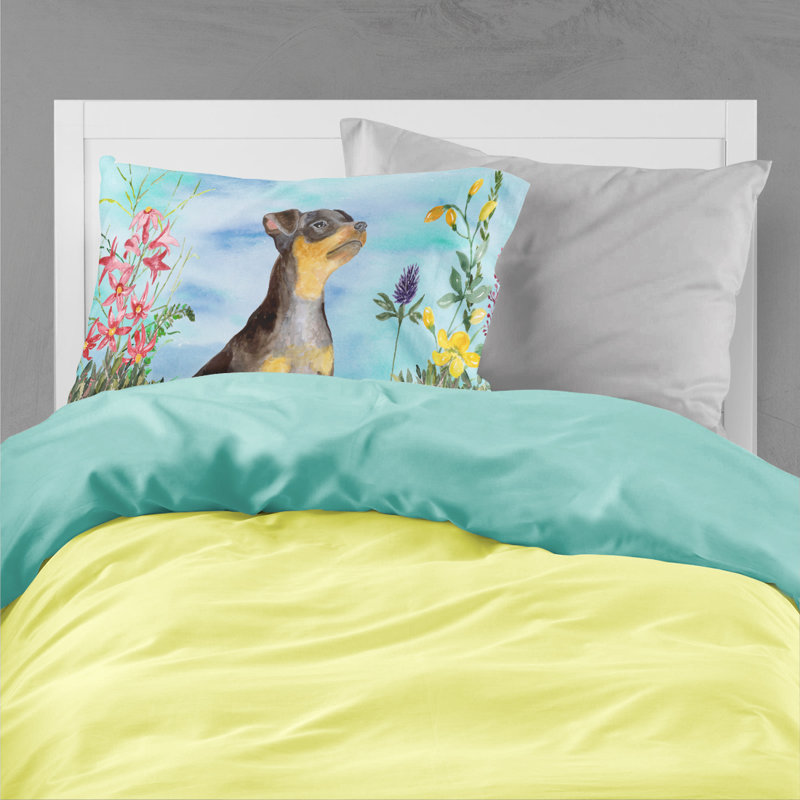 Taie d’oreiller spring, Pinscher miniature gris