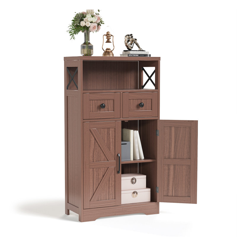 Armoire de rangement avec portes et tiroirs, Brun foncé