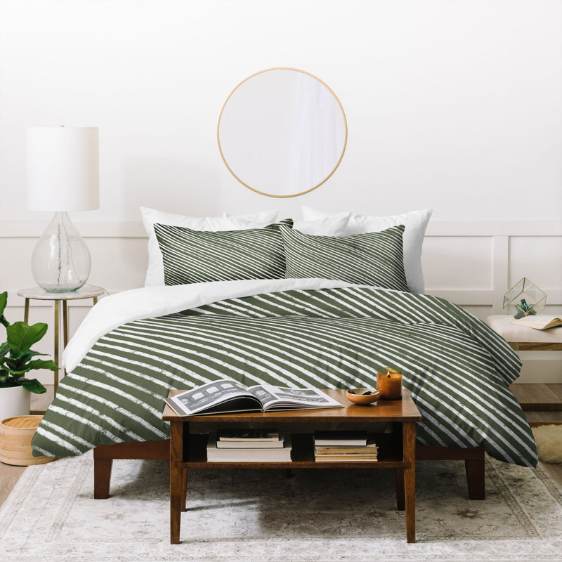 Alisa Polyester Striped Duvet Cover, King Duvet Cover + 2 Shams
