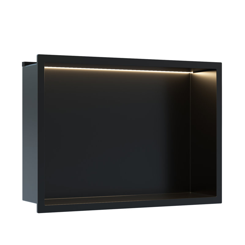 Étagère murale en niche 13 po x 18,7 po avec lumière DEL COB, Acier Inoxydable