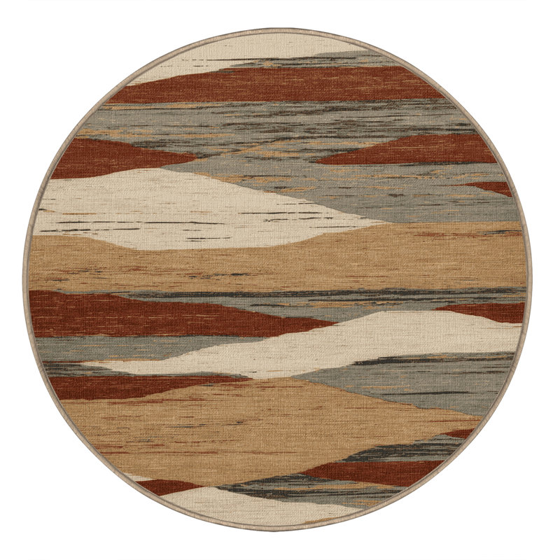 Machine Washable Nature Beige Area Rug, Round 8'