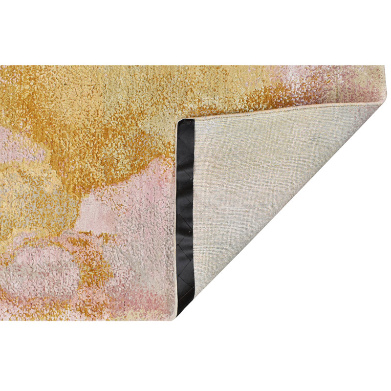 Abstract Area Rug in Pink/Gold