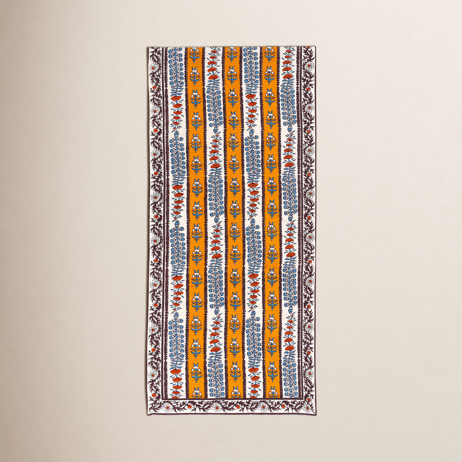 Charlemont Floral Table Runnner, 72" x 16", Dijon/Blue