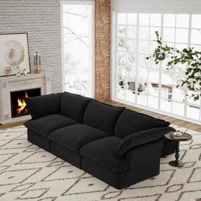 Canapé modulaire rembourré en lin avec repose-pieds 5 pièces Fairford