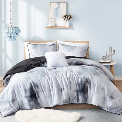 Colorful Watercolor Tie Dye Twin/Twin Xl Comforter With Soft Sham And Decorative Square Pillow - Machine Washable Bedding Print Comforter, Sham, Microfiber Cover