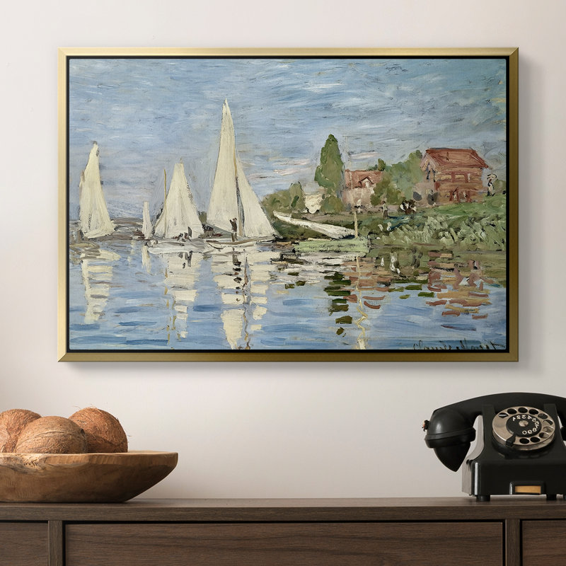 Regatta at Argenteuil, 1872 - Claude Monet, toile tendue avec châssis, 16 x 24, Doré