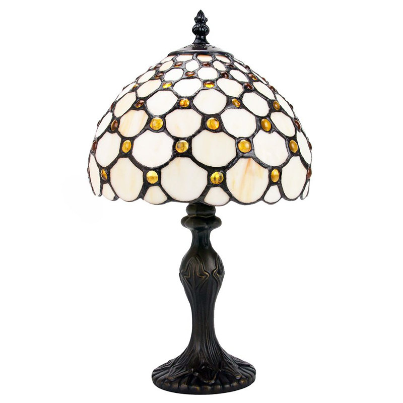 Goreville Traditional Tiffany Table Lamp with Multiple Circular Beads, 36cm H x 20cm H x 20cm D, Amber