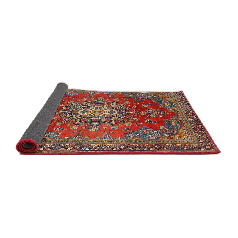 Tapis traditionnel bleu / rouge / mauve, Rond 4 pi