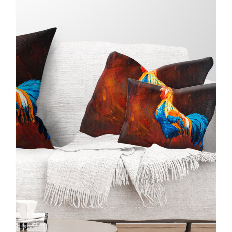 Coussin Blue and Orange Rooster