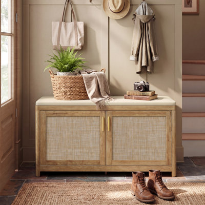 Banc de rangement pour chaussures avec coussin de siège