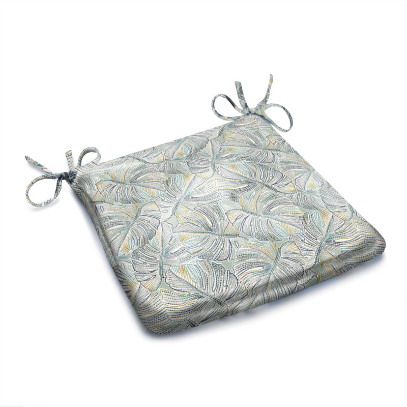 Trapezoid Water-repellent Seat Pad Set of 4, Gray Floral