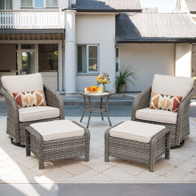 Buenhomino Wicker 2 - Person Patio Conversation Set with Cushions