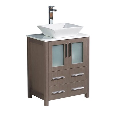 Fresca Torino 24"" Free-Standing Single Vessel Sink Bathroom Vanity Set -  FCB6224GO-CWH-V