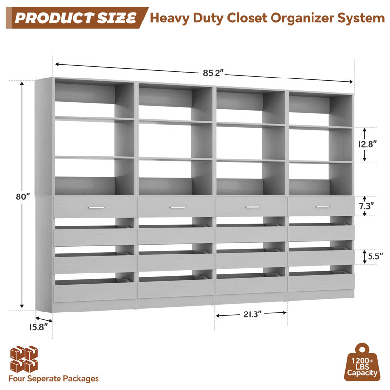 Freestanding Closet System, Gray