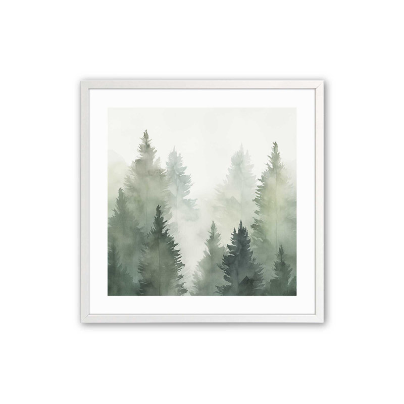 Green Haze Woodland III, H 17,5 po x l 17,5 po, Cadre opaque blanc