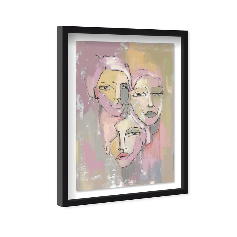Three Beauties Shadowbox Abstract Print by Oliver Gal, Black Frame, 10 x 15, 16.5"H x 11.5"W, Black Frame