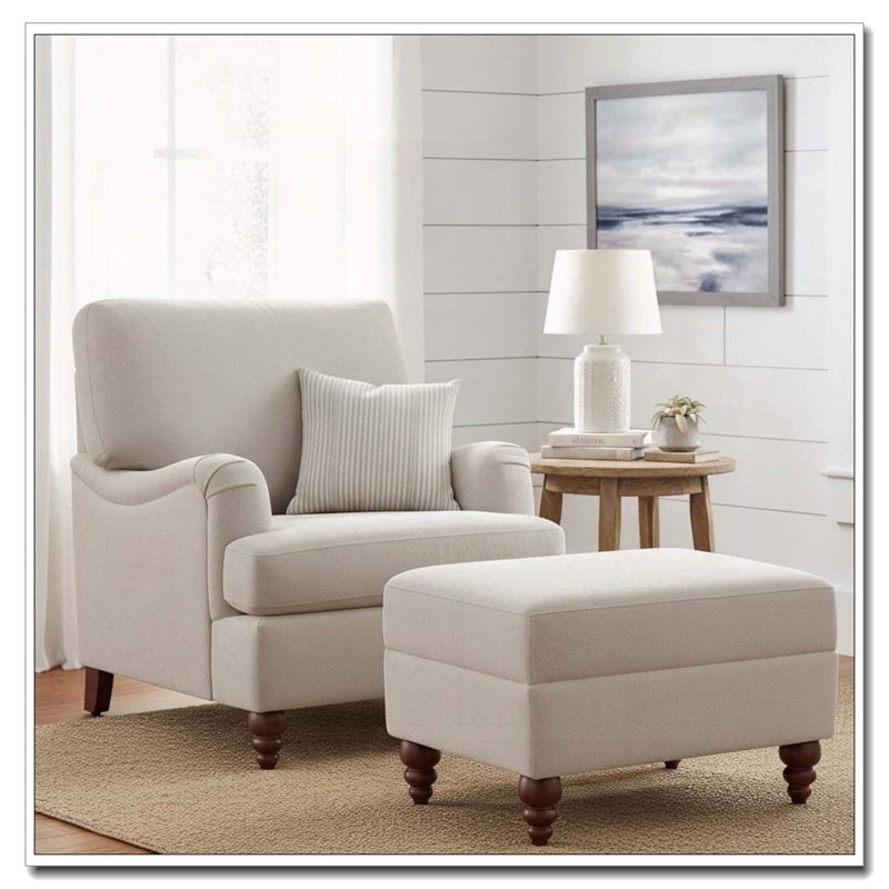 Chaise d'appoint rembourrée avec repose-pieds