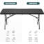 Table de salle à manger extérieure de 6 pieds, table pliante portative pliable en plastique avec poignée de transport intégrée pour la fête et le mariage, noir Ratten
