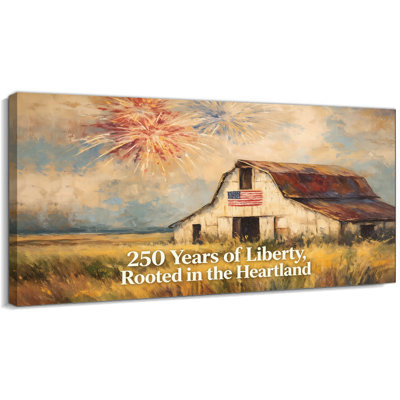 «Americana Patriotic Wall Art - 250 Years of Liberty», peinture sur toile pour la décoration intérieure, image d'art dynamique pour le salon et le bureau, toile tendue avec cadre en pin, 12 po x 24 po