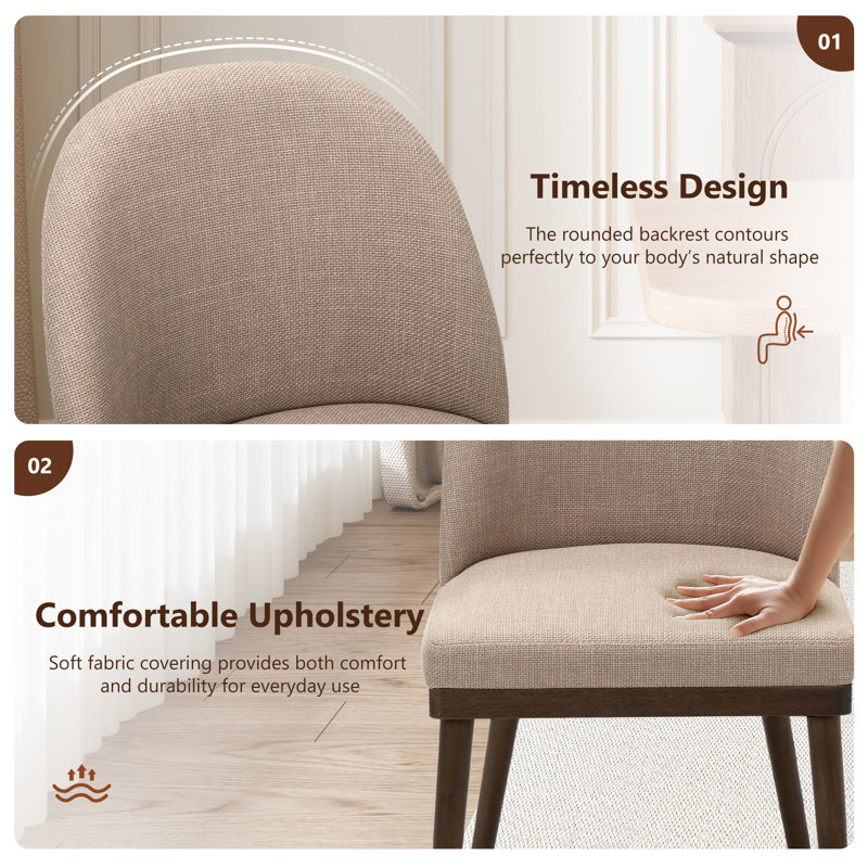 Set Of 4 Nakenzie Upholstered Back Side Dining Room Chairs