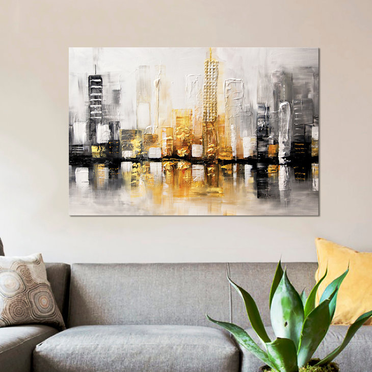 «Swiger City View», reproduction sur toile, H 12 po x l 18 po x p 1,5 po, Toile tendue, Pas de tapis